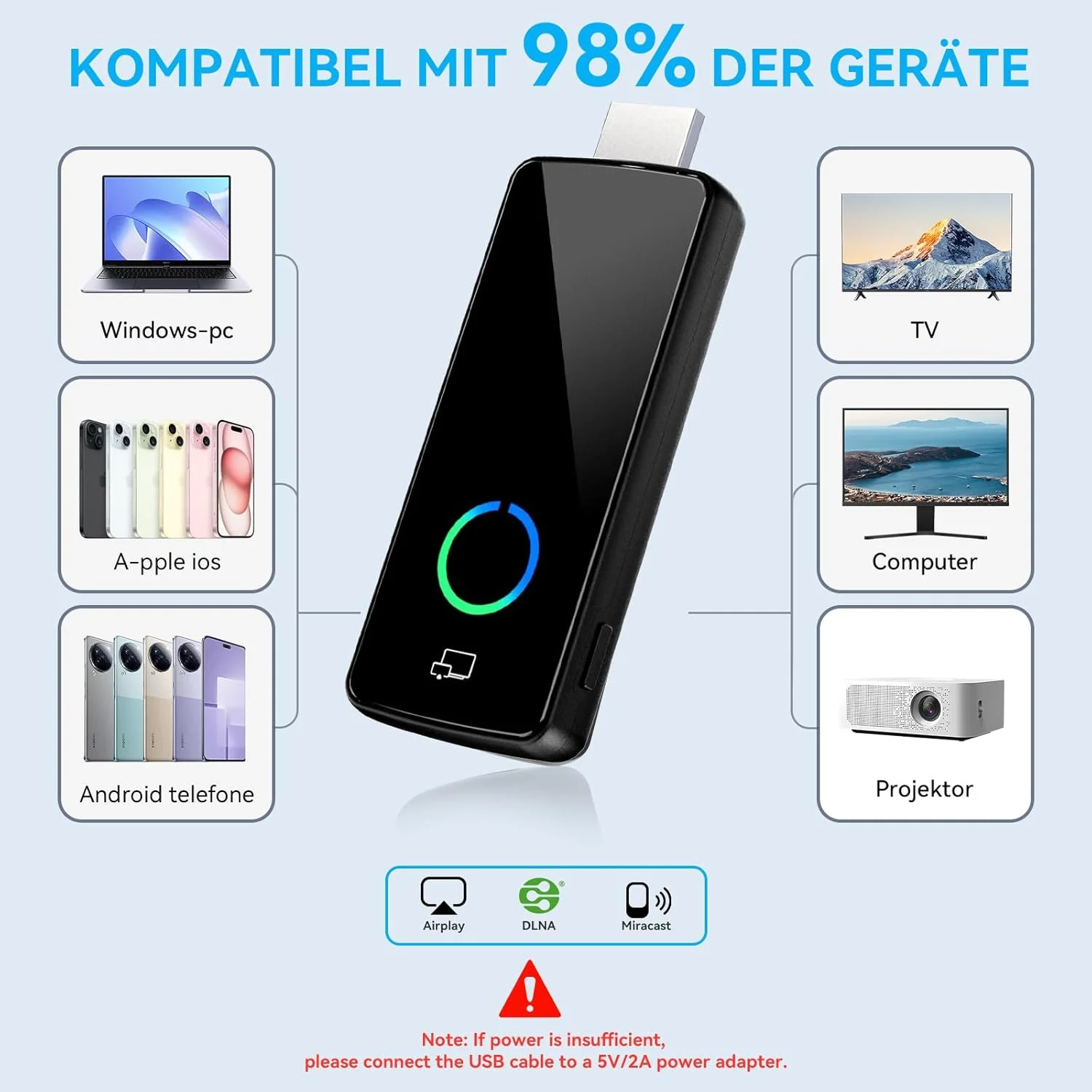 دانگل آداپتور نمایشگر بیسیم 4K، پخش جریانی بیسیم HDMI، ایرپلی، میراکست، DLNA، گوگل هوم، وای فای 5 گیگاهرتز، اتصال آسان برای تلفن هوشمند، تبلت، کامپیوتر/مک دانگل آداپتور نمایشگر بیسیم 4K، پخش جریانی بیسیم HDMI، ایرپلی، میراکست، DLNA، گوگل هوم، وای فای 5 گیگاهرتز، اتصال آسان برای تلفن هوشمند، تبلت، کامپیوتر/مک