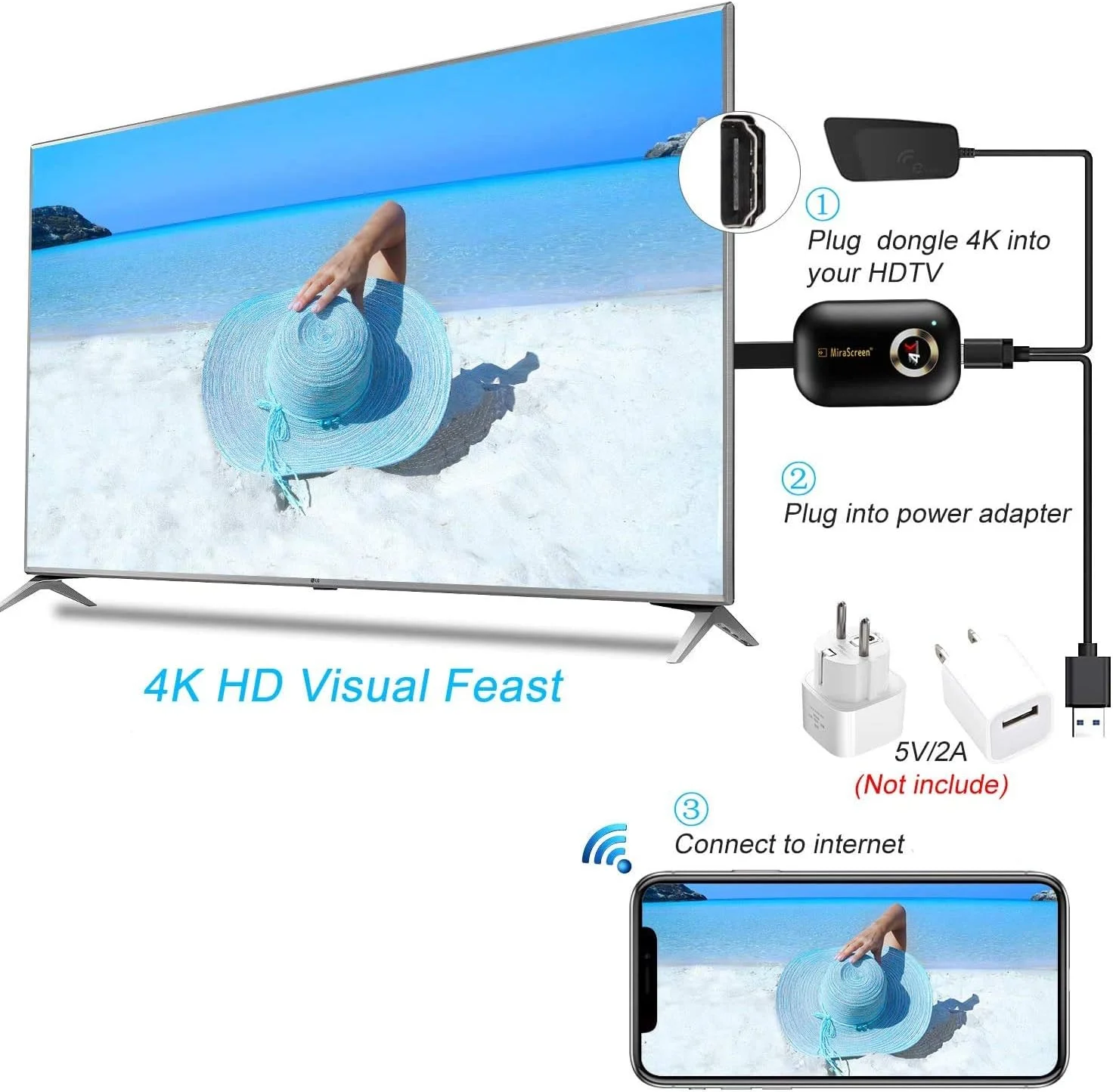 دانگل نمایشگر بیسیم توبو 4K HDMI WiFi Miracast، انتقال صفحه نمایش، پخش Airplay از تلفن به تلویزیون/پروژکتور، گیرنده پشتیبانی از Android Mac iOS Windows دانگل نمایشگر بیسیم توبو 4K HDMI WiFi Miracast، انتقال صفحه نمایش، پخش Airplay از تلفن به تلویزیون/پروژکتور، گیرنده پشتیبانی از Android Mac iOS Windows