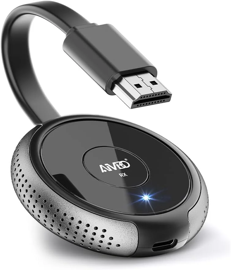 آداپتور نمایشگر HDMI بی‌سیم 4K/5G TIMBOOTECH، دانگل میراکست 4K@30Hz، گیرنده بی‌سیم HDMI انتقال تصویر 20 متری، برای لپ‌تاپ، آیفون، آی‌پد، تبلت، مک، اندروید، ویندوز به تلویزیون/پروژکتور/مانیتور، نقره‌ای