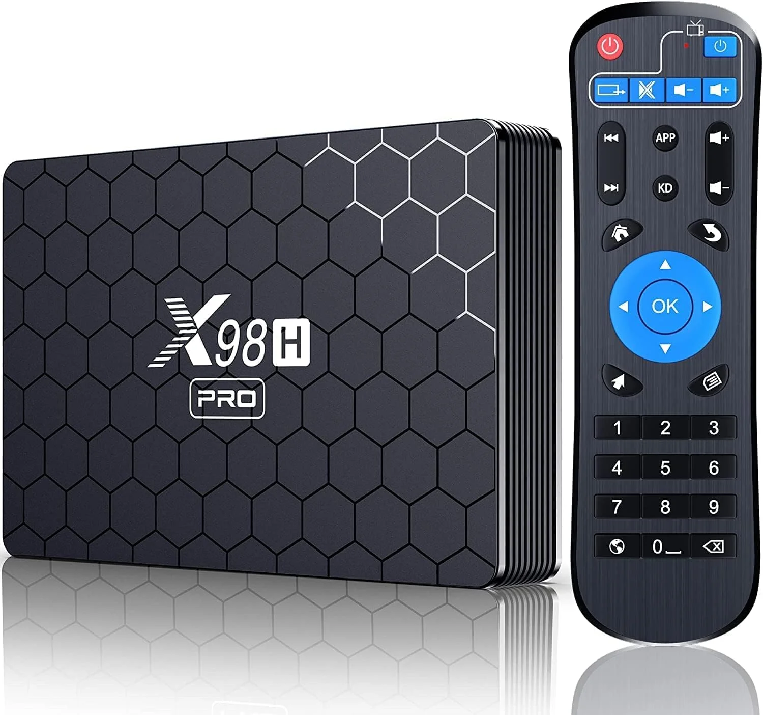 اندروید باکس SXGCH مدل X98H Pro، اندروید 12.0، با پردازنده Allwinner H618 Quad Core ARM Cortex A53، پشتیبانی از Ultra HD 6K، وای فای 6 دو بانده 2.4G/5.8G، بلوتوث 5.0، پورت اترنت 1000M، حافظه رم 4 گیگابایت + حافظه داخلی 64 گیگابایت