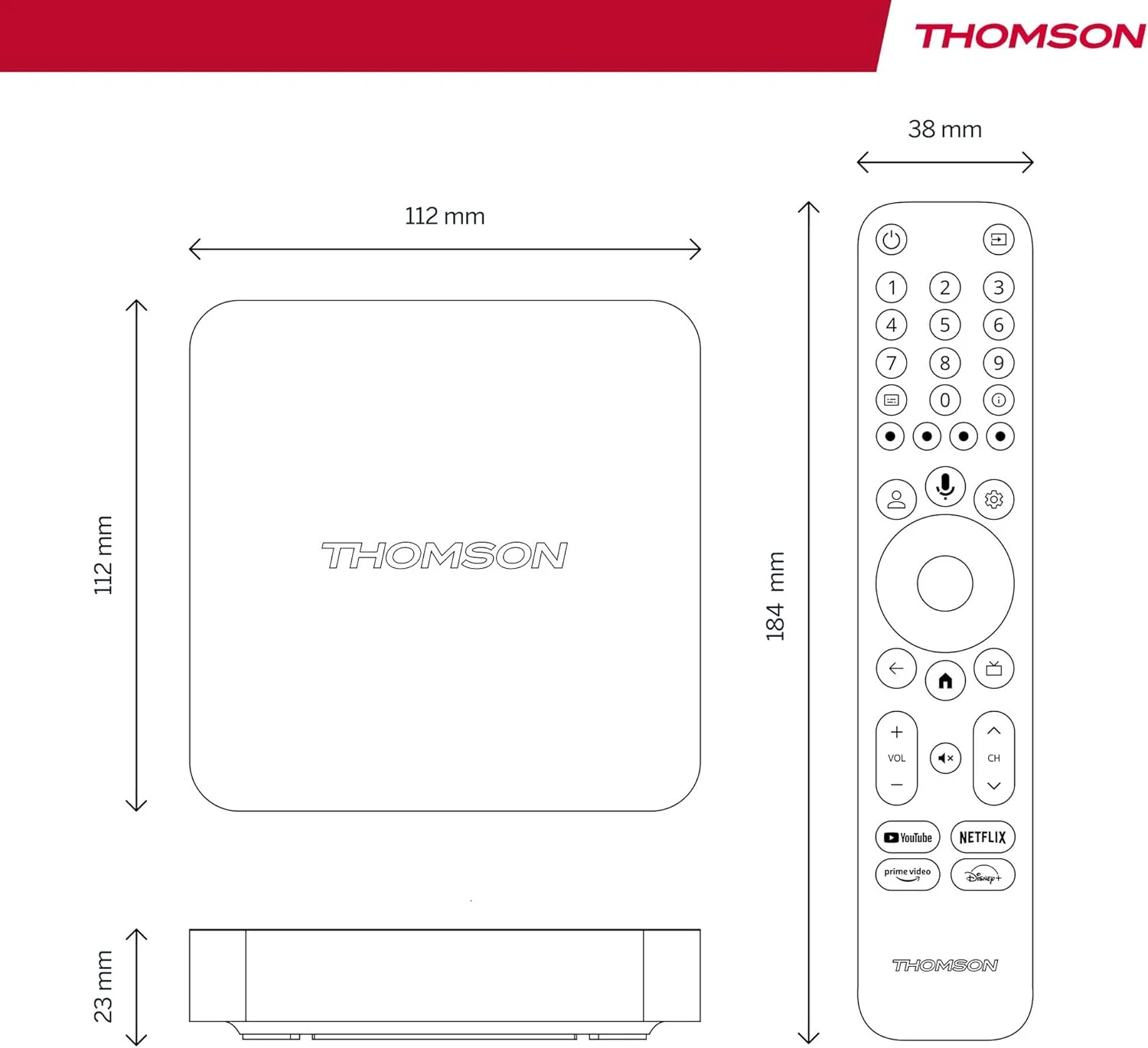 دستگاه پخش جریانی Thomson 240UK، کیفیت 4K UHD، گوگل تی وی، کنترل صوتی گوگل، وای فای، Googlecast داخلی