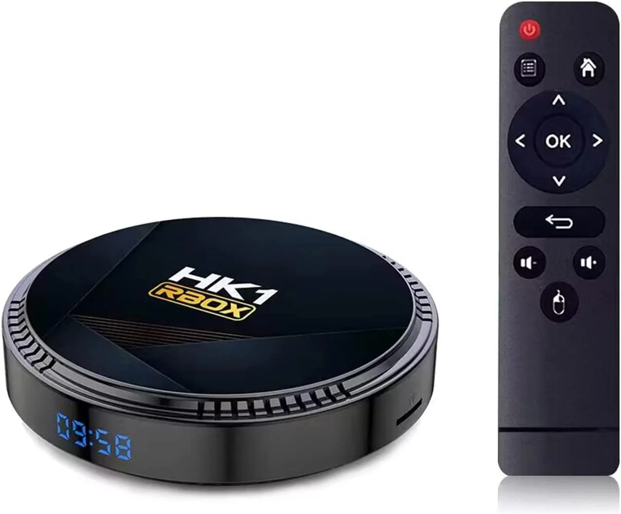 اندروید باکس 12.0، HK1 RBOX H8 اندروید تی وی باکس هوشمند با پردازنده چهارهسته‌ای H618 Cortex-A53، پشتیبانی از ویدئوهای Ultra HD 8K / وای فای 6 با فرکانس 2.4GHz و 5.8GHz / پورت اترنت 100M / بلوتوث 5.0، 4 گیگابایت رم + 64 گیگابایت حافظه داخلی