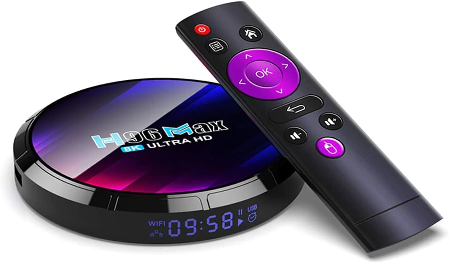 اندروید باکس 13.0، H96 MAX اندروید باکس هوشمند با پردازنده RK3528 چهار هسته ای ARM Cortex A53، پشتیبانی از Ultra HD 8K/2.4Ghz 5.8Ghz Wifi 6/3D/100M Enternet/Bluetooth 5.0، 2GB+16GB