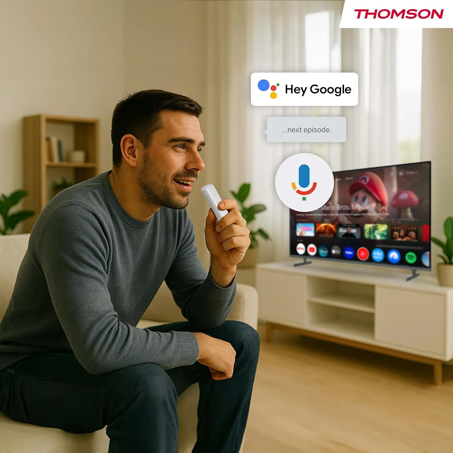 دانگل استریمینگ 4K UHD گوگل تی وی Thomson Go Cast 150، دالبی اتموس، دالبی دیجیتال پلاس، کنترل صوتی، گوگل کست، SDRAM 2GB، فلش 8GB، منبع تغذیه چند شاخه (2 پین/3 پین)