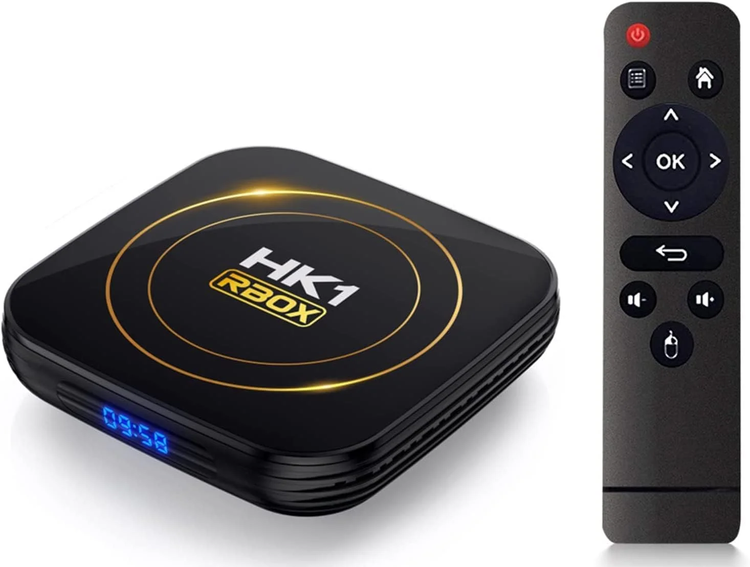 دستگاه اندروید باکس 12.0 SXGCH، اندروید باکس هوشمند HK1 RBOX H8S با پردازنده چهارهسته‌ای H618 Cortex-A53، پشتیبانی از Ultra HD 8K / دو باند وای فای 2.4 گیگاهرتز و 5.8 گیگاهرتز / پورت اترنت 100M / بلوتوث 4.0، 4 گیگابایت رم + 64 گیگابایت حافظه داخلی