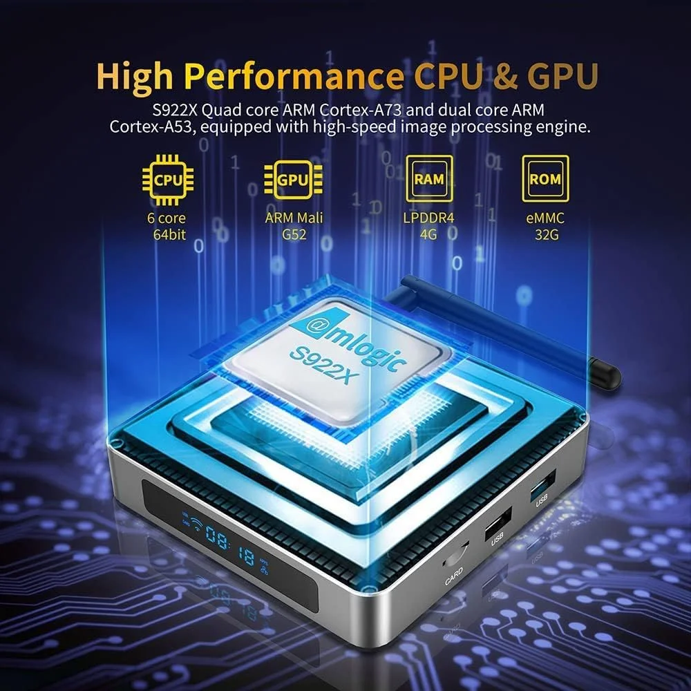 اندروید باکس 11.0، اندروید باکس هوشمند Rk3566 چهار هسته ای ARM Cortex-A73 و دو هسته ای ARM Cortex-A53، وای فای 2.4G/5.0G اترنت 1000M، پشتیبانی از H.265/3D/8K Ultra HD/BT 4.0، 8 گیگابایت + 64 گیگابایت