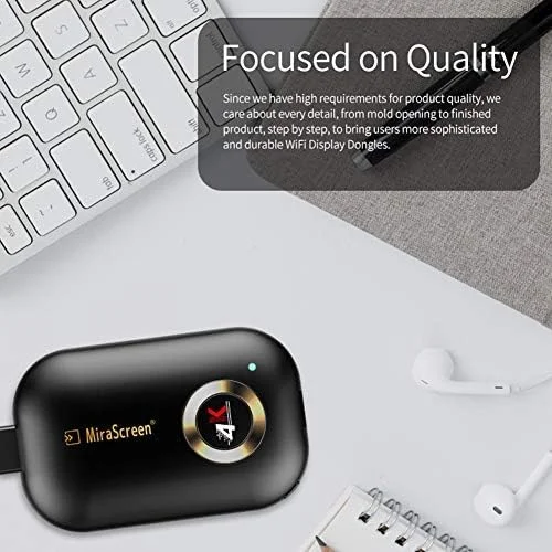 گیرنده نمایشگر بی‌سیم HDMI اسمارت‌سی، دانگل آداپتور انتقال و آینه‌سازی صفحه نمایش موبایل وای‌فای 4K 1080P برای آیفون، مک، iOS، اندروید به تلویزیون و پروژکتور، پشتیبانی از Miracast Airplay DLNA بدون نیاز به سوییچ (2.4G)