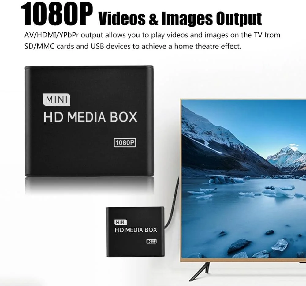 پخش کننده رسانه ای HD 1080p، پخش کننده رسانه ای مینی VGA با خروجی صدای استریو فراگیر AV / HDMI / YPbPr با کنترل از راه دور، پشتیبانی از کارت های SD و دستگاه های USB (مشکی) پخش کننده رسانه ای HD 1080p، پخش کننده رسانه ای مینی VGA با خروجی صدای استریو فراگیر AV / HDMI / YPbPr با کنترل از راه دور، پشتیبانی از کارت های SD و دستگاه های USB (مشکی)