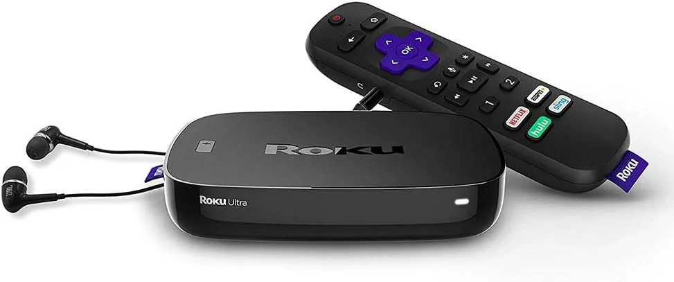دستگاه پخش رسانه ای Roku Ultra با کیفیت 4K/HD/HDR به همراه هدفون های JBL و کابل HDMI 4K Ghost Manta دستگاه پخش رسانه ای Roku Ultra با کیفیت 4K/HD/HDR به همراه هدفون های JBL و کابل HDMI 4K Ghost Manta