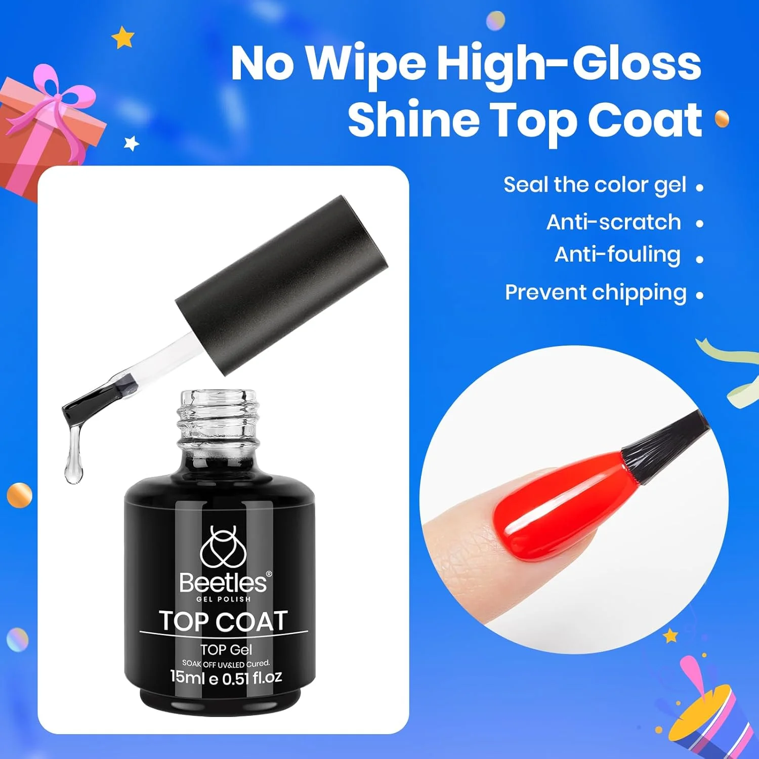 لاک ژل ناخن بیتلز 3 عددی 15 میلی لیتر، تاپ کت و بیس کت بدون نیاز به پاک کردن، لاک سفید برای طراحی ناخن فرانسوی