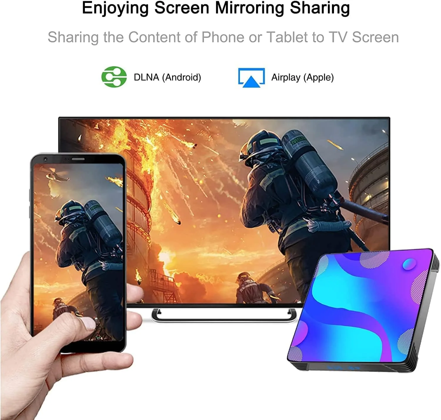 باکس تلویزیون اندروید 11.0 LIROM، رم 4 گیگابایت، رام 128 گیگابایت، پردازنده چهار هسته ای RK3318، پشتیبانی از وای فای دو بانده 2.4G/5.8G، بلوتوث 4.2، ست تاپ باکس 4K/6K Ultra HD، 2gb+16gb