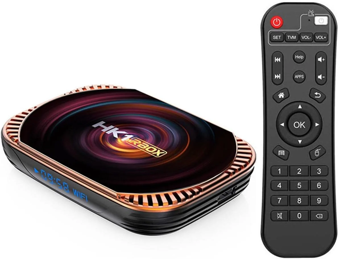 اندروید باکس LIROM مدل TV Box Android 11.0 با [رم 4 گیگابایت و حافظه داخلی 128 گیگابایت] HK1 RBOX X4 4K/8K Smart TV Box با چیپست Amlogic S905 X4، وای فای دوگانه 2.4G/5G، پورت 100/1000M، دیکود H.265، پورت USB3.0، ست تاپ باکس، 4GB+64GB