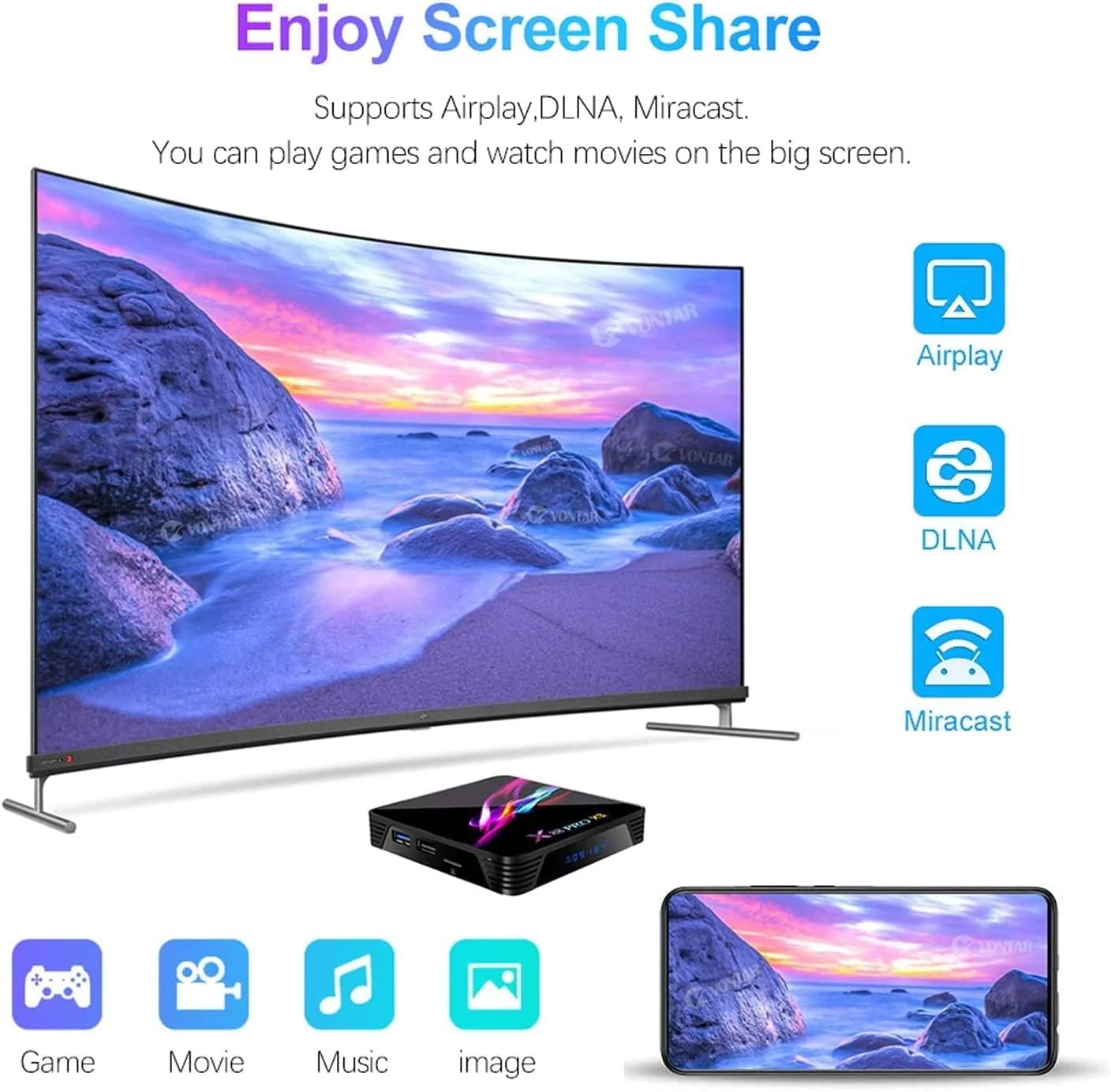 اندروید باکس تلویزیون LIROM مدل 9.0، با 4 گیگابایت رم + 128 گیگابایت حافظه داخلی، پردازنده چهارهستهای 64 بیتی Amlogic S905X3 Cortex-A55، وایفای 2.4G/5G BT4.1، کیفیت 8K Ultra HD، پورت USB 3.0، کدک H.265، اترنت 1000M، ست تاپ باکس، 4 گیگابایت + 128 گیگابایت اندروید باکس تلویزیون LIROM مدل 9.0، با 4 گیگابایت رم + 128 گیگابایت حافظه داخلی، پردازنده چهارهستهای 64 بیتی Amlogic S905X3 Cortex-A55، وایفای 2.4G/5G BT4.1، کیفیت 8K Ultra HD، پورت USB 3.0، کدک H.265، اترنت 1000M، ست تاپ باکس، 4 گیگابایت + 128 گیگابایت