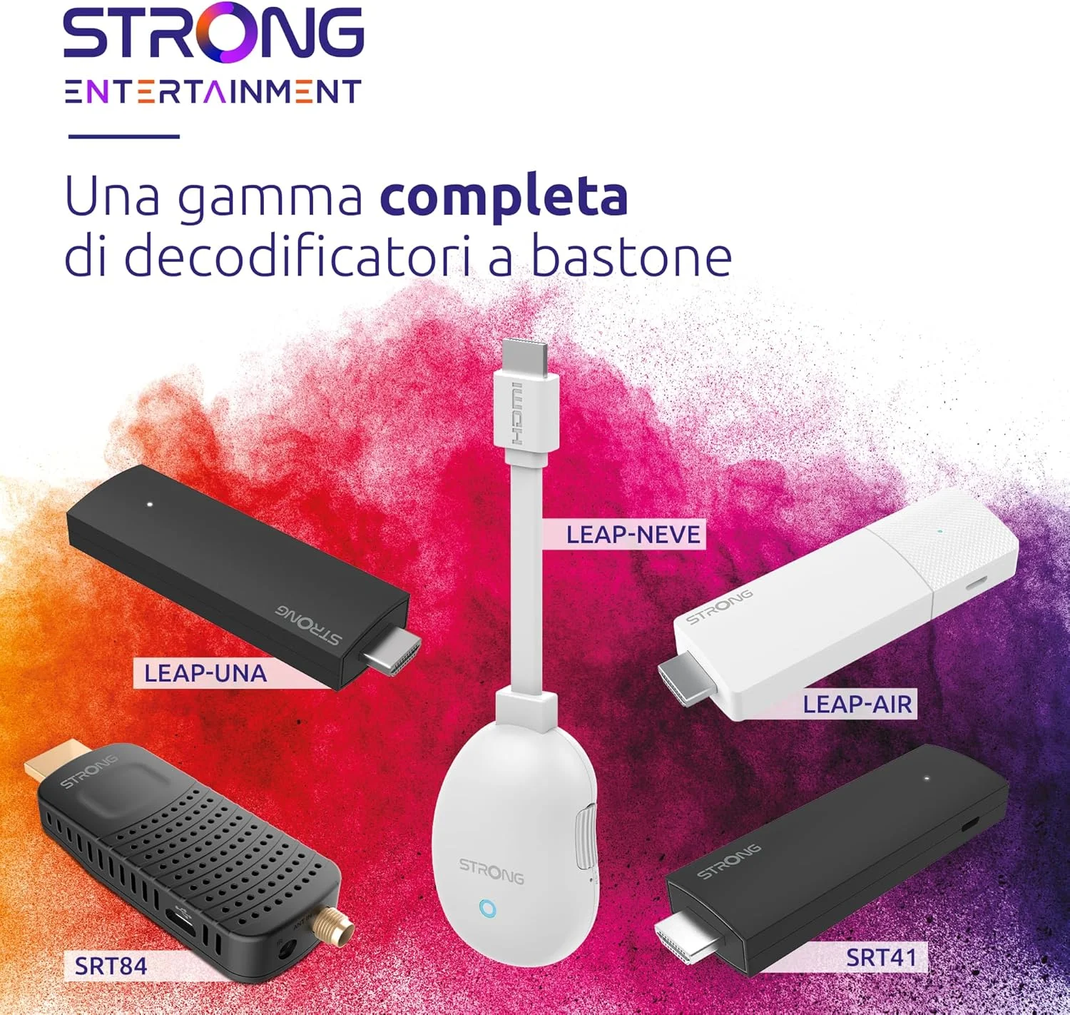استیک استریمینگ 4K UHD گوگل تی وی مدل STRONG Leap-Neve با پورت اترنت، 2 گیگابایت رم + 16 گیگابایت حافظه، وای فای 6، اندروید 12، کروم کست یکپارچه، دستیار گوگل، دالبی اتموس و دالبی ویژن