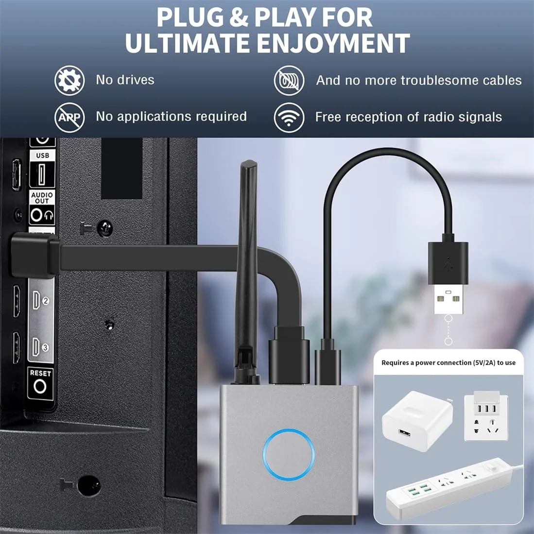 دانگل آداپتور نمایشگر HDMI بی سیم 4K، انعکاس صفحه نمایش، توسعه دهنده فایل/صوتی/تصویری رسانه ای از لپ تاپ، کامپیوتر، تلفن هوشمند به پروژکتور مانیتور HDTV