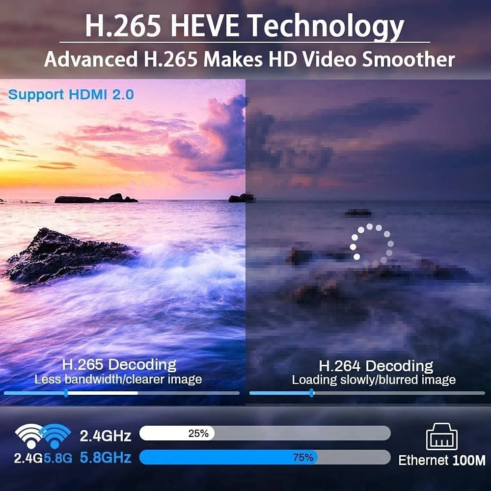 اندروید باکس LIROM مدل 10.0، پردازنده چهارهسته‌ای Allwinner H616 با معماری 64 بیتی Cortex-A53، وای فای دو بانده 2.4 گیگاهرتز/5 گیگاهرتز، رزولوشن 6K Ultra HD، بلوتوث 4.1، رم 4 گیگابایت + حافظه داخلی 32 گیگابایت