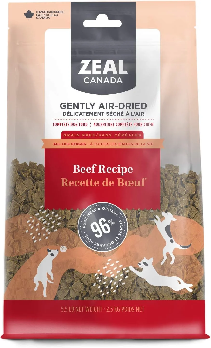 غذای خشک سگ با طعم گوشت گاو Zeal Air Dried - وزن 2.5 کیلوگرم