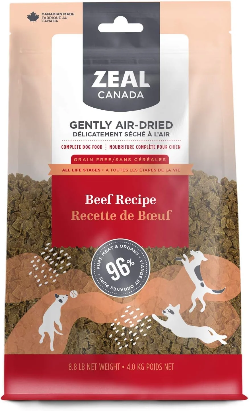 غذای خشک سگ با طعم گوشت گاو Zeal Canada، بدون غلات، 4 کیلوگرم