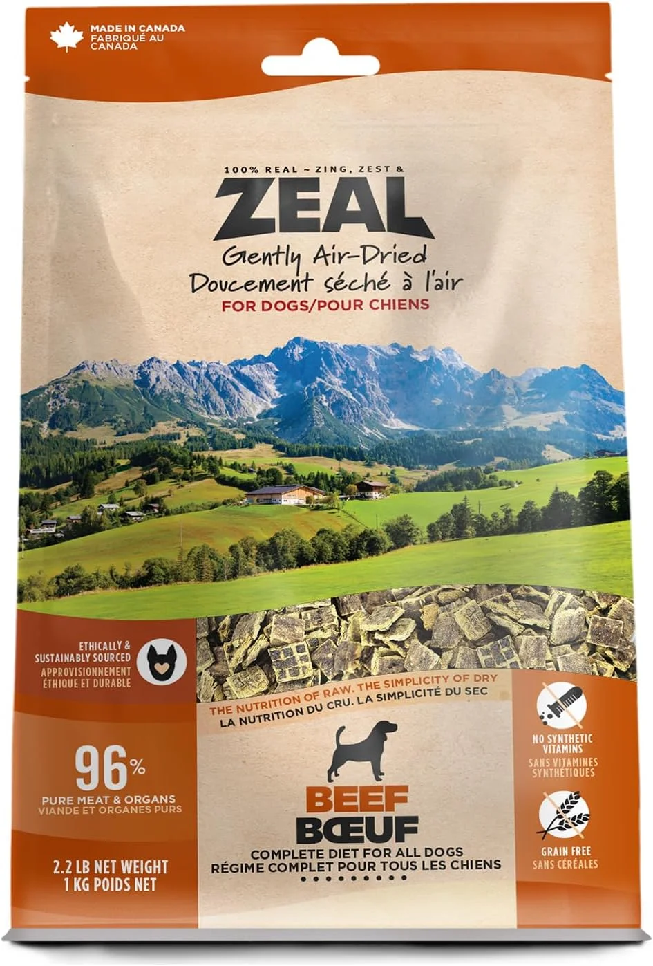 غذای خشک سگ با طعم گوشت گاو خشک شده Zeal - وزن 1 کیلوگرم