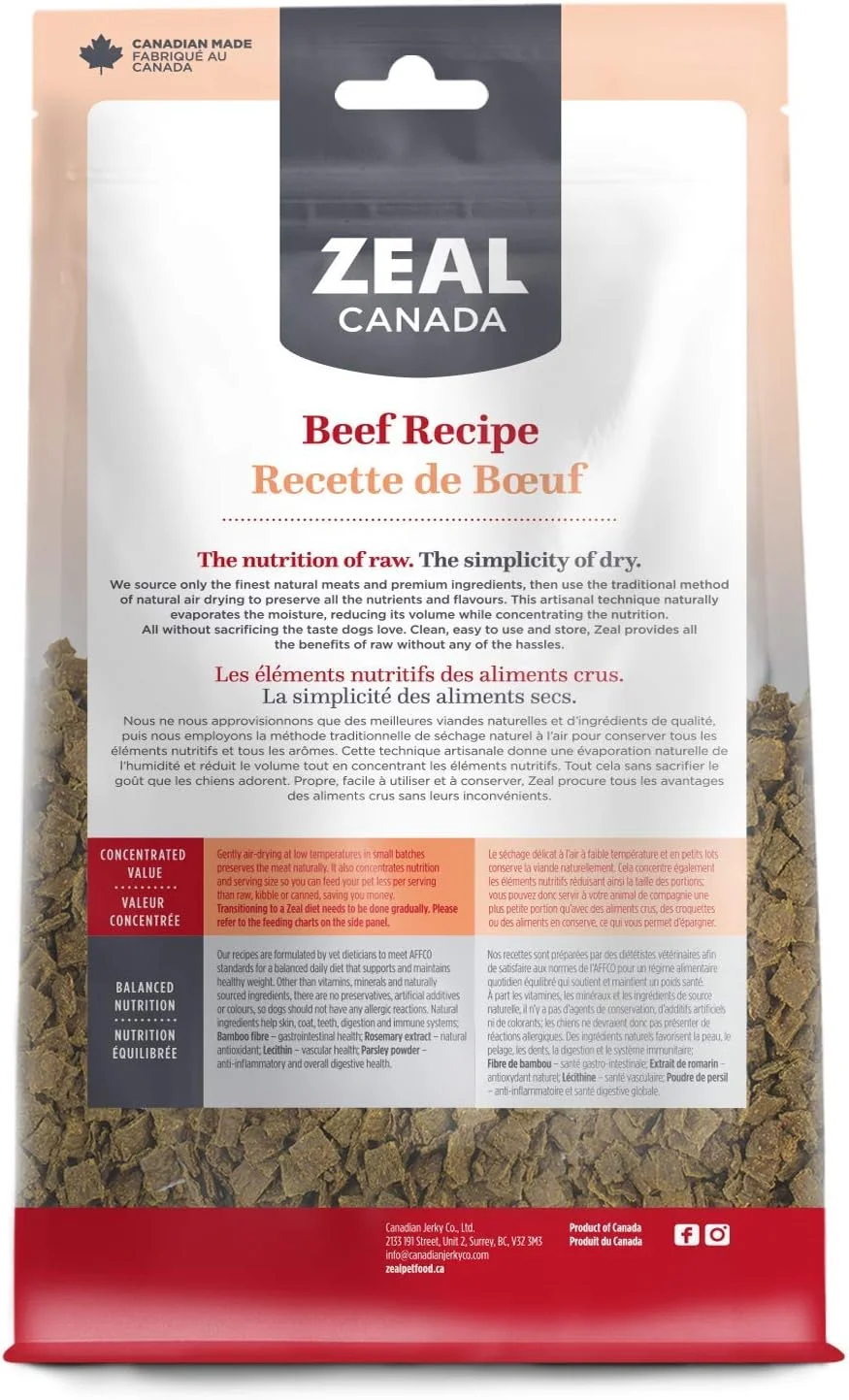 غذای خشک سگ با طعم گوشت گاو Zeal Air Dried - وزن 2.5 کیلوگرم