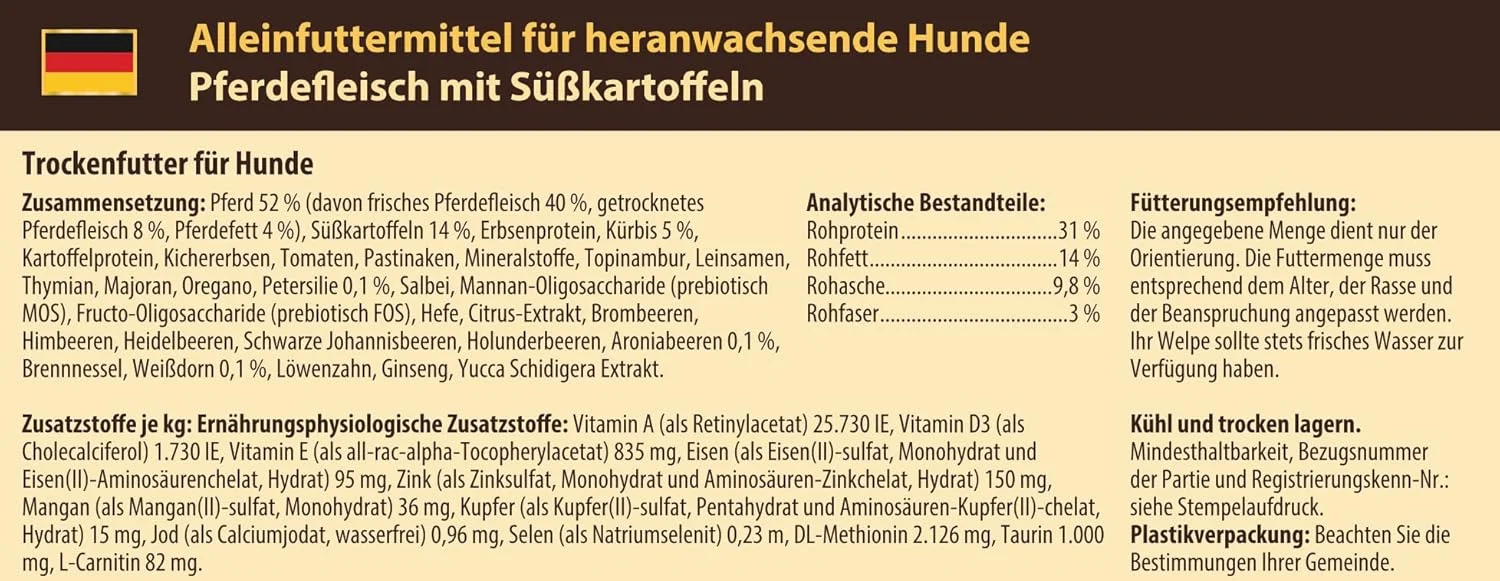 ولفزبلات - دشت وسیع توله سگ - 12.5 کیلوگرم - اسب - غذای خشک - غذای سگ - بدون غلات