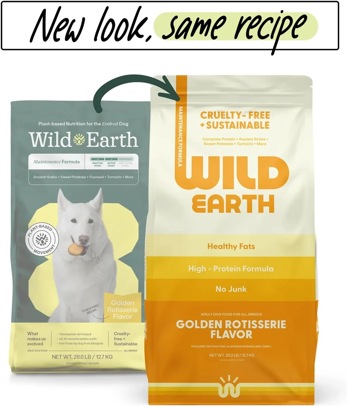 غذای خشک سگ وگان وایلد ارث | فرمول نگهداری گیاهی | گیاهی، تسکین آلرژی، توسعه یافته توسط دامپزشکان برای تغذیه کامل | طعم مرغ بریان طلایی، کیسه 28 پوندی