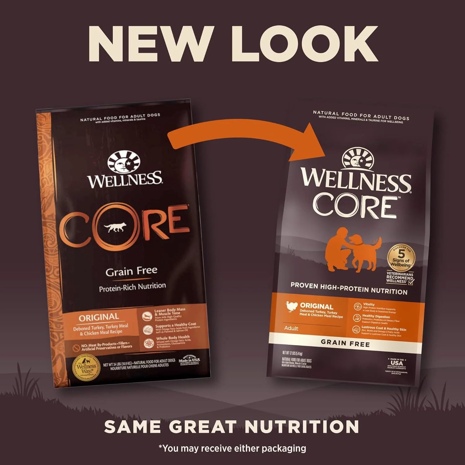 غذای خشک سگ بدون غلات ولنس CORE 88402، طعم اصلی بوقلمون و مرغ، کیسه 12 پوندی