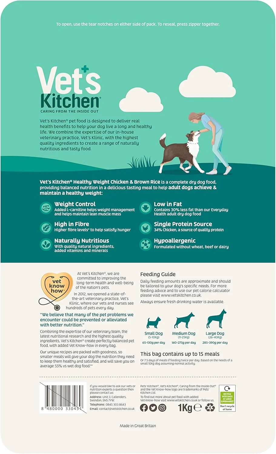 غذای خشک سگ بالغ با طعم مرغ و برنج قهوه ای وتز کیچن لایت 7.5 کیلوگرمی