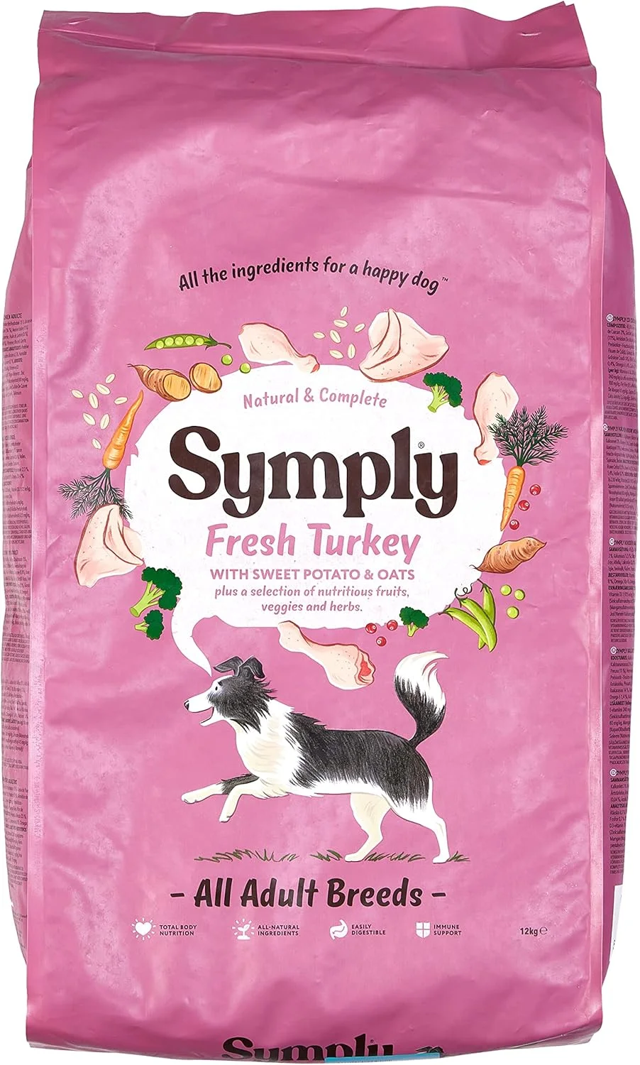 غذای خشک سگ بالغ سیمپلی با طعم بوقلمون تازه 12 کیلوگرمی