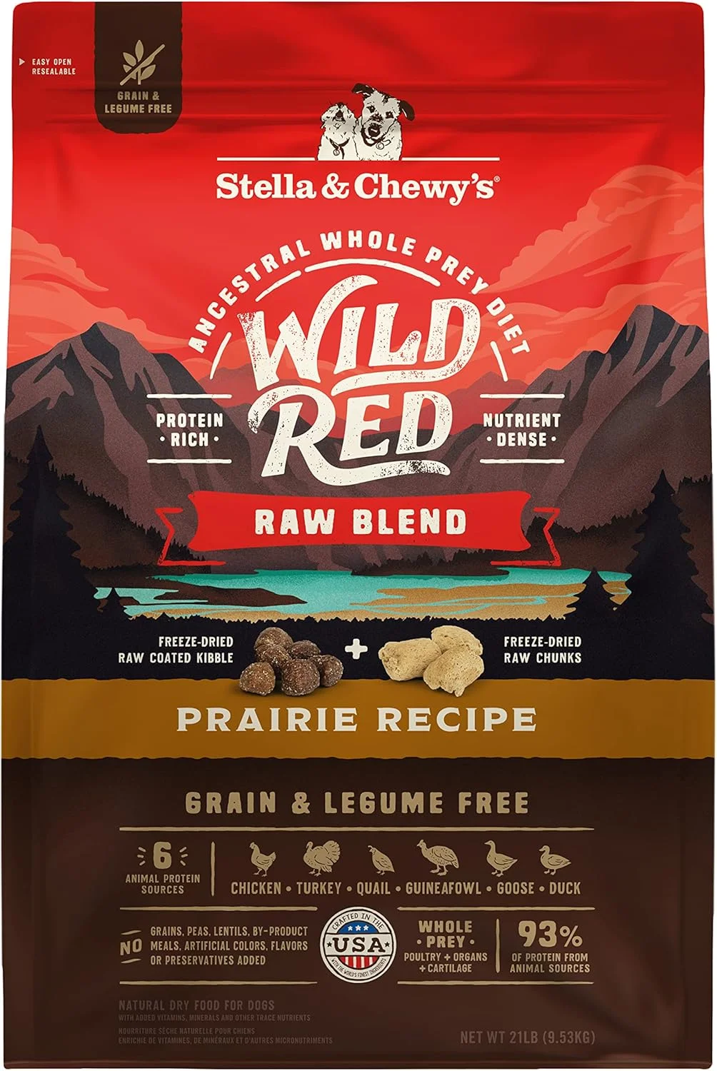 غذای خشک سگ Stella & Chewy's Wild Red، ترکیب خام، پروتئین بالا، بدون غلات و حبوبات، دستور پخت Prairie، کیسه 21 پوندی غذای خشک سگ Stella & Chewy's Wild Red، ترکیب خام، پروتئین بالا، بدون غلات و حبوبات، دستور پخت Prairie، کیسه 21 پوندی