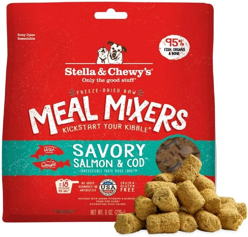 مخلوط غذای سگ استلا و چوی طعمدار سالمون و ماهی کاد خشک شده - 226 گرم مخلوط غذای سگ استلا و چوی طعمدار سالمون و ماهی کاد خشک شده - 226 گرم