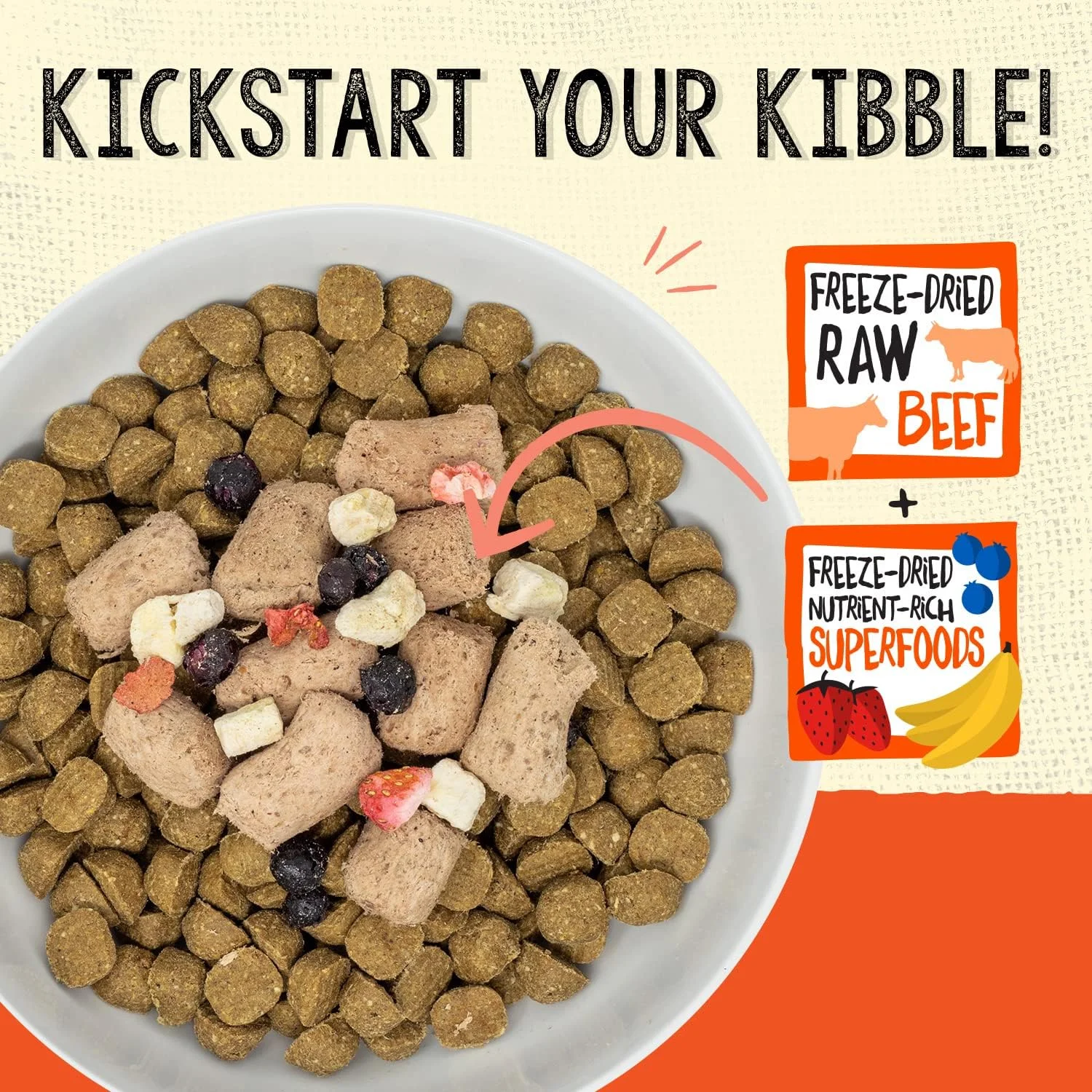 مکمل غذایی سگ استلا و چوی، مخلوط کن وعده غذایی گوشت گاو تغذیه شده با علف خام خشک شده، سوپر بلندز، کیسه 450 گرمی