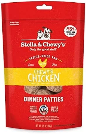 غذای سگ استلا و چوییز - پتی های شام خشک شده انجمادی - مرغ 156 گرم