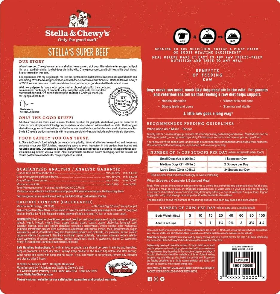 غذای سگ استلا و چوی - مخلوط کننده غذای خشک شده - سوپر بیف 8oz