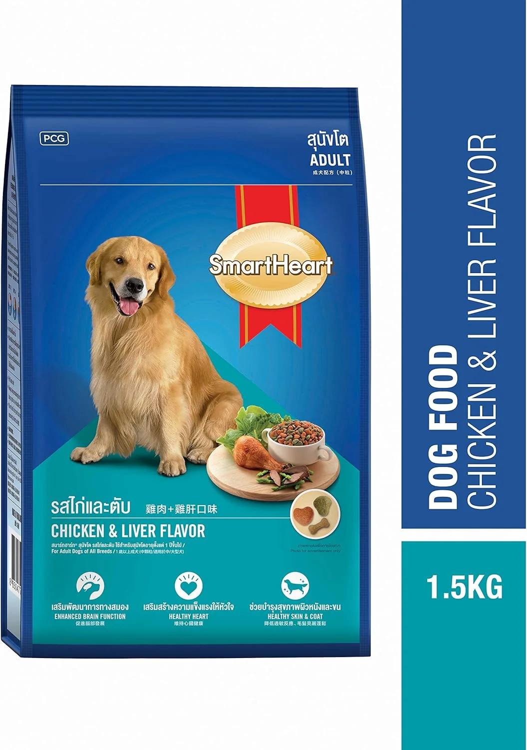 غذای خشک سگ بالغ SmartHeart با طعم مرغ و جگر، 1.5 کیلوگرم