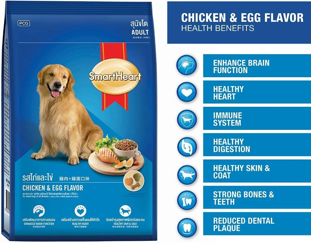 غذای خشک سگ بالغ SmartHeart با طعم مرغ و تخم مرغ ۱۰ کیلوگرمی