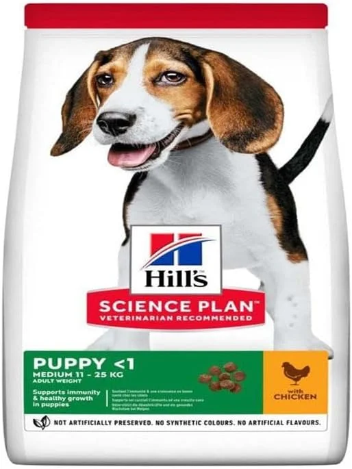 غذای خشک سگ توله هیلز ساینس پلن، طعم مرغ، برای نژادهای متوسط، رژیم غذایی کامل و متعادل، بسته 800 گرمی