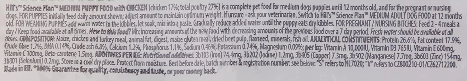 غذای خشک سگ توله هیلز ساینس پلن، طعم مرغ، برای نژادهای متوسط، رژیم غذایی کامل و متعادل، بسته 800 گرمی