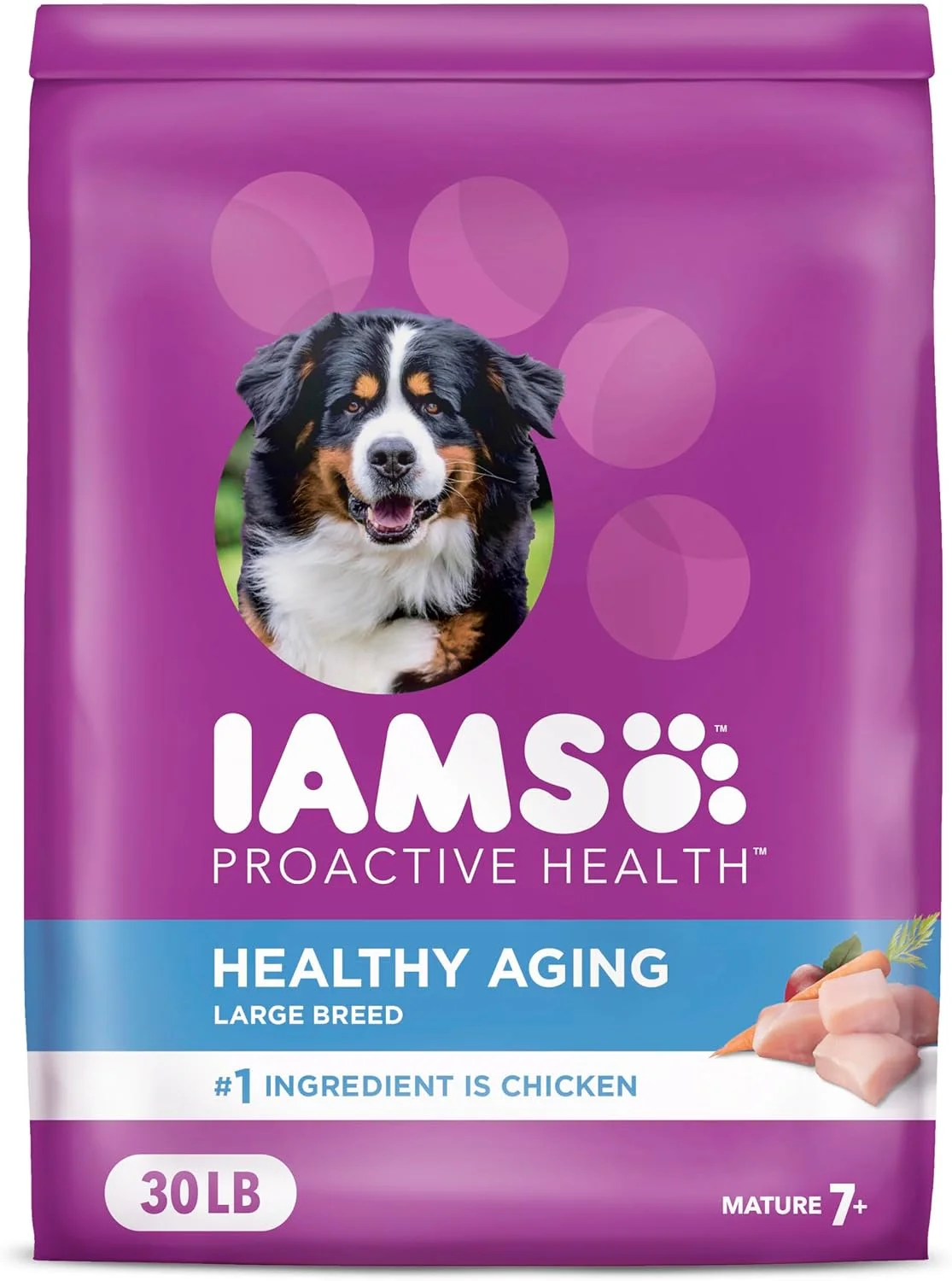 غذای خشک سگ نژاد بزرگ بالغ مسن Iams ProActive Health با طعم مرغ، 13.6 کیلوگرم