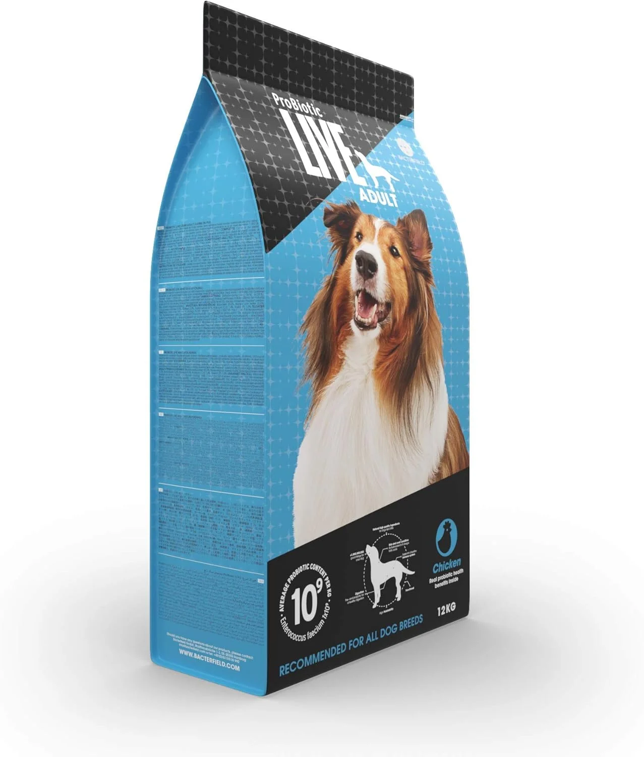 غذای خشک سگ بالغ پروبیوتیک لایو (مرغ، 12 کیلوگرم)