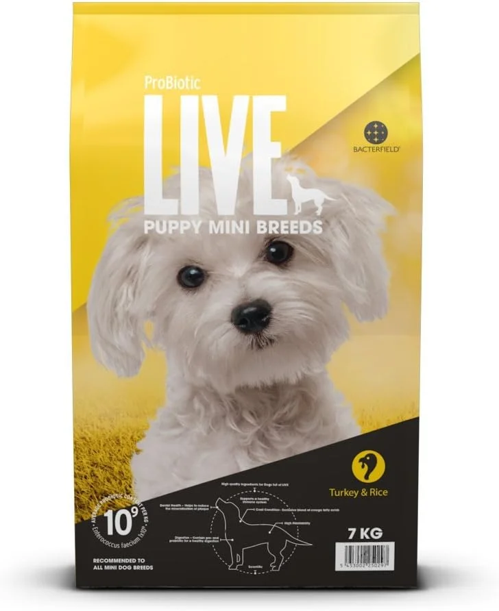 غذای خشک توله سگ نژاد کوچک پروبیوتیک لایو با طعم بوقلمون و برنج ۲ کیلوگرم