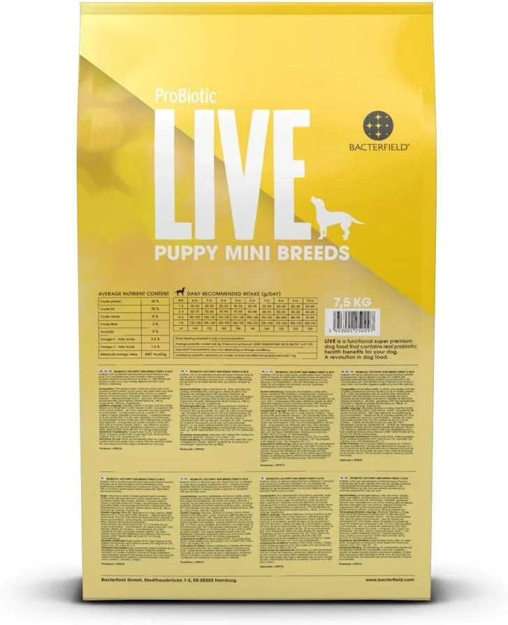 غذای خشک توله سگ نژاد کوچک پروبیوتیک لایو با طعم بوقلمون و برنج ۲ کیلوگرم