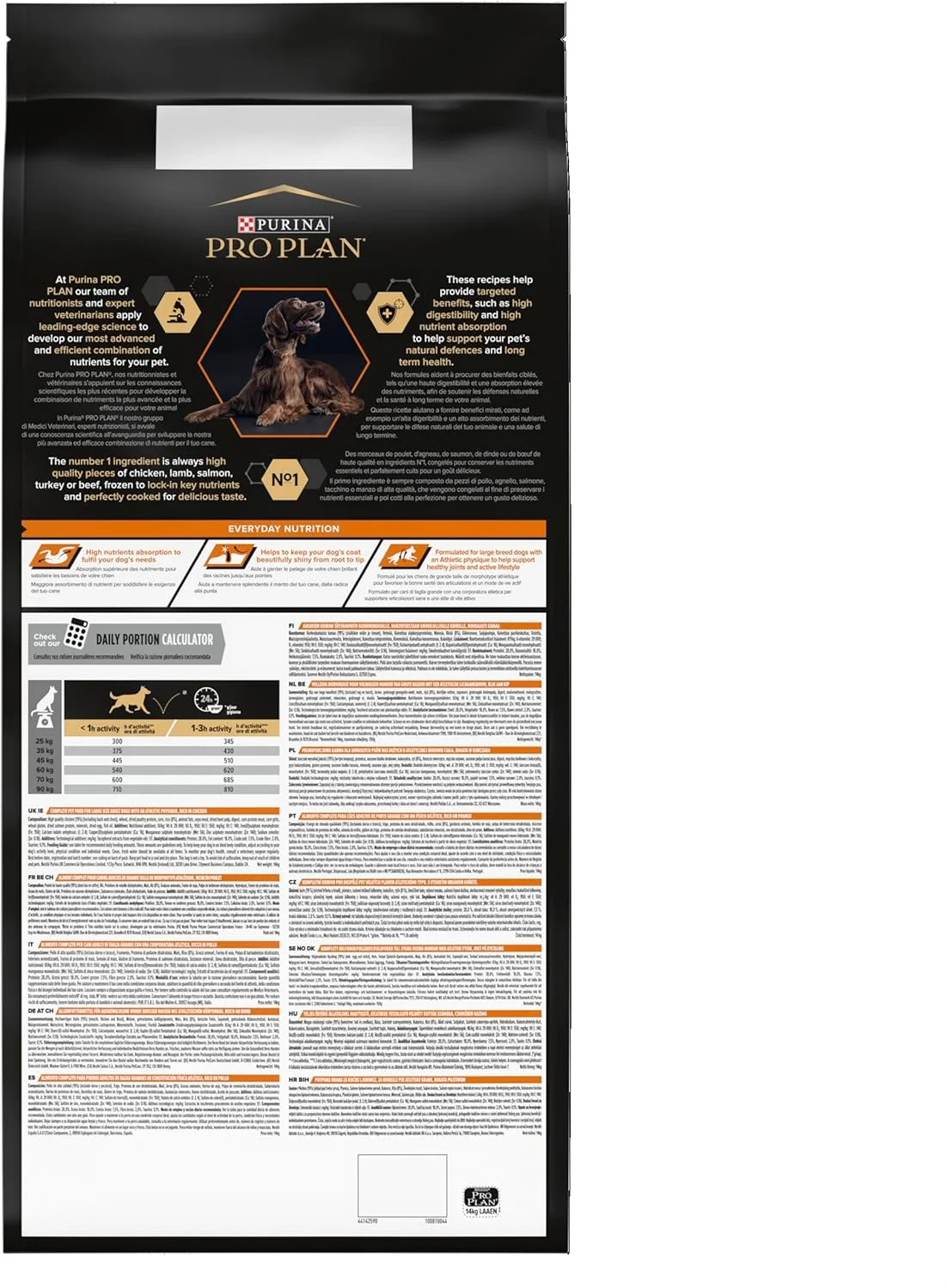 غذای خشک سگ بالغ نژاد بزرگ با اندام ورزشی Purina Pro Plan Everyday Nutrition، با طعم مرغ، 14 کیلوگرم