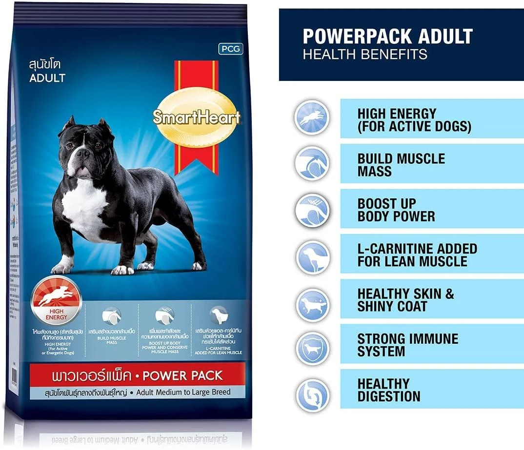 غذای خشک سگ بالغ نژاد متوسط تا بزرگ Smart Heart Power Pack، طعم مرغ، 1 کیلوگرم