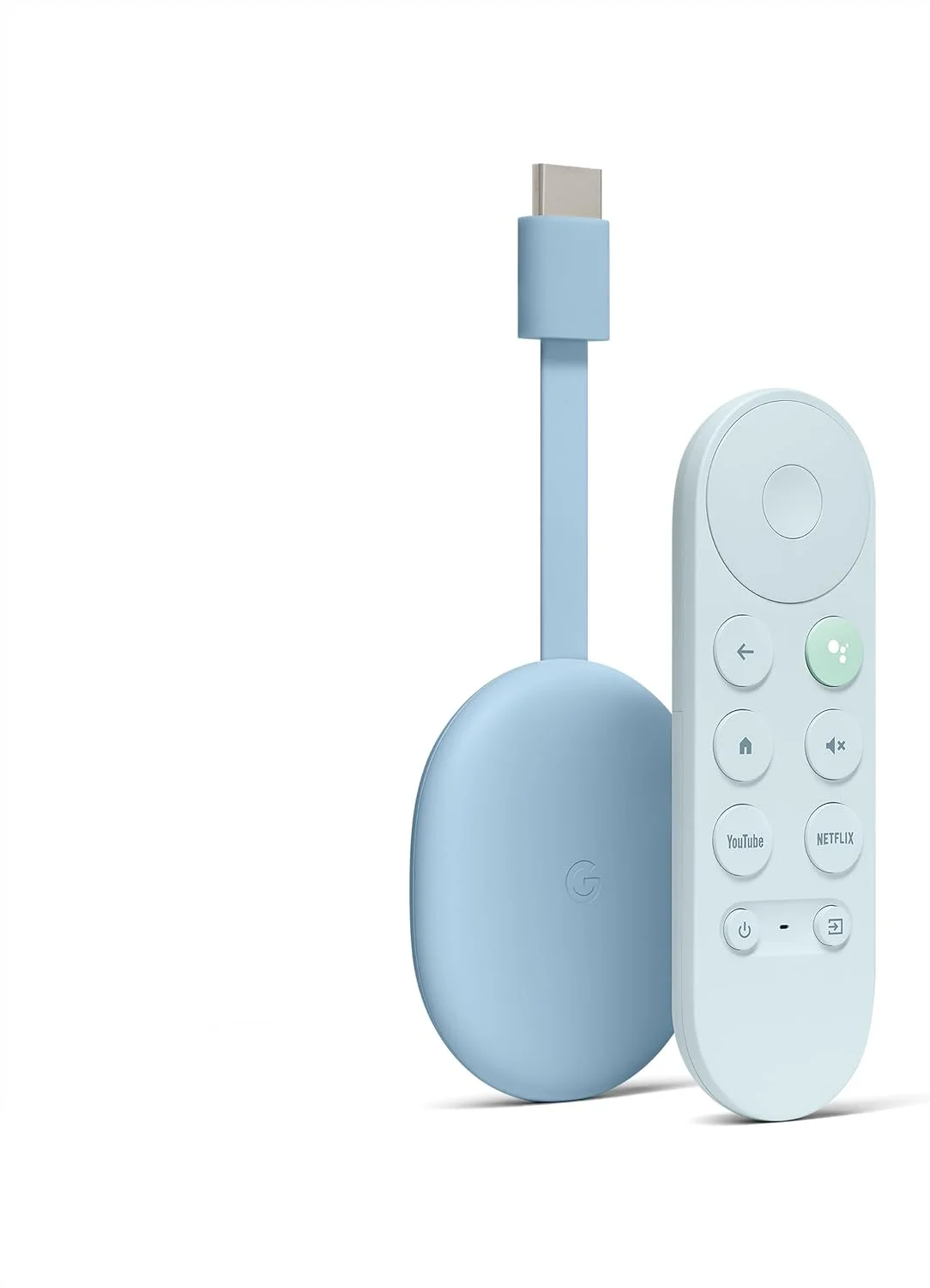 گوگل Chromecast با Google TV (4K) - استریمینگ سرگرمی با جستجوی صوتی - تماشای فیلم ها، نمایش ها و تلویزیون زنده با کیفیت 4K HDR - آبی آسمانی به همراه لوازم جانبی