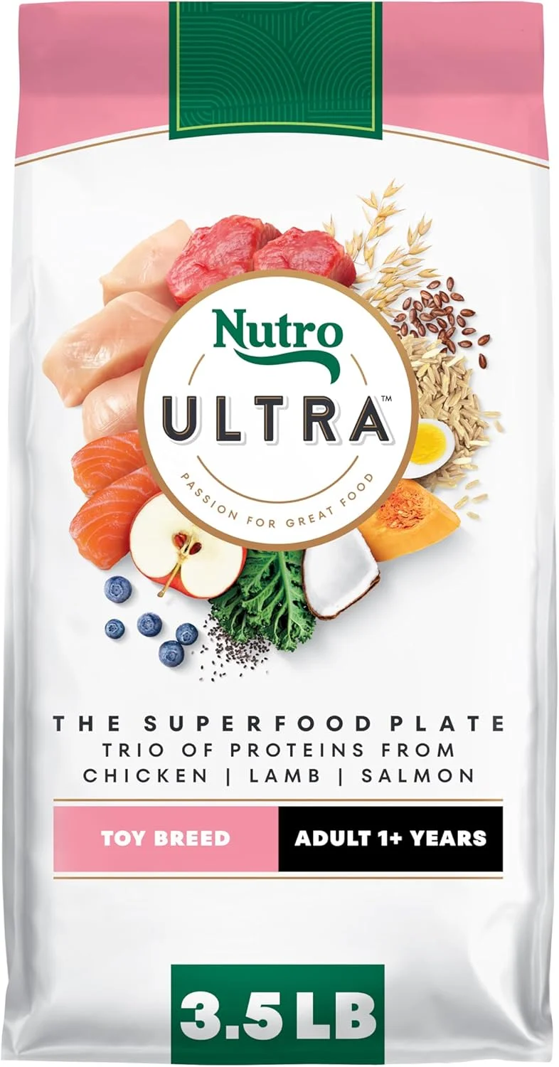 غذای خشک سگ نوترا اولترا برای نژادهای مختلف، حاوی پروتئین های مرغ، بره و ماهی سالمون، کیسه 3.5 پوندی