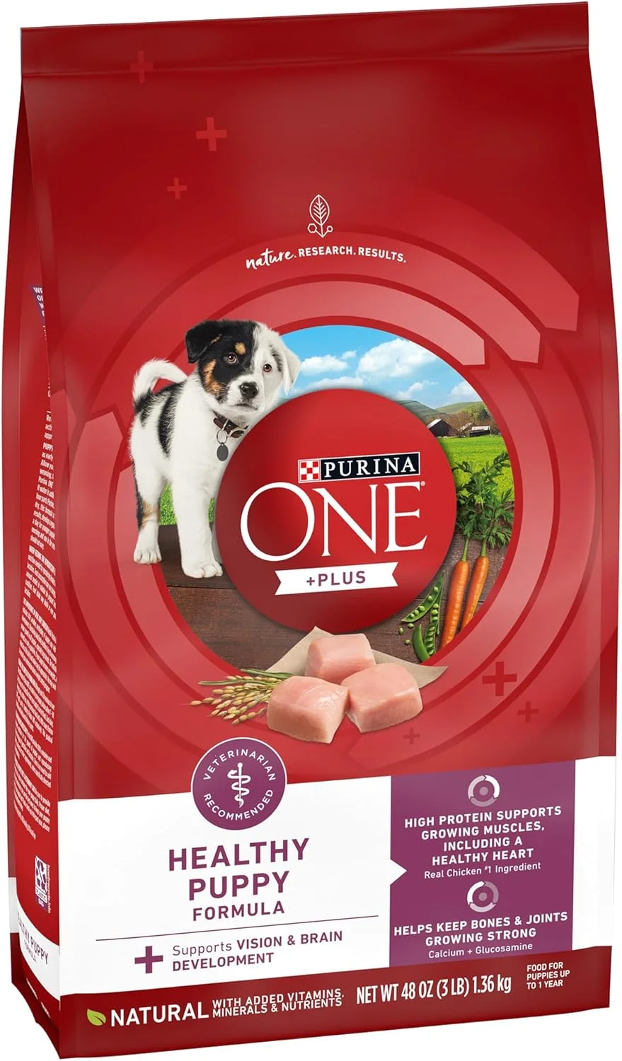 غذای خشک سگ بچه پورینا وان پلاس، فرمول سالم برای توله سگ، پروتئین بالا، طبیعی، غنی شده با ویتامین ها، مواد معدنی و مغذی - (کیسه 1.36 کیلوگرمی)
