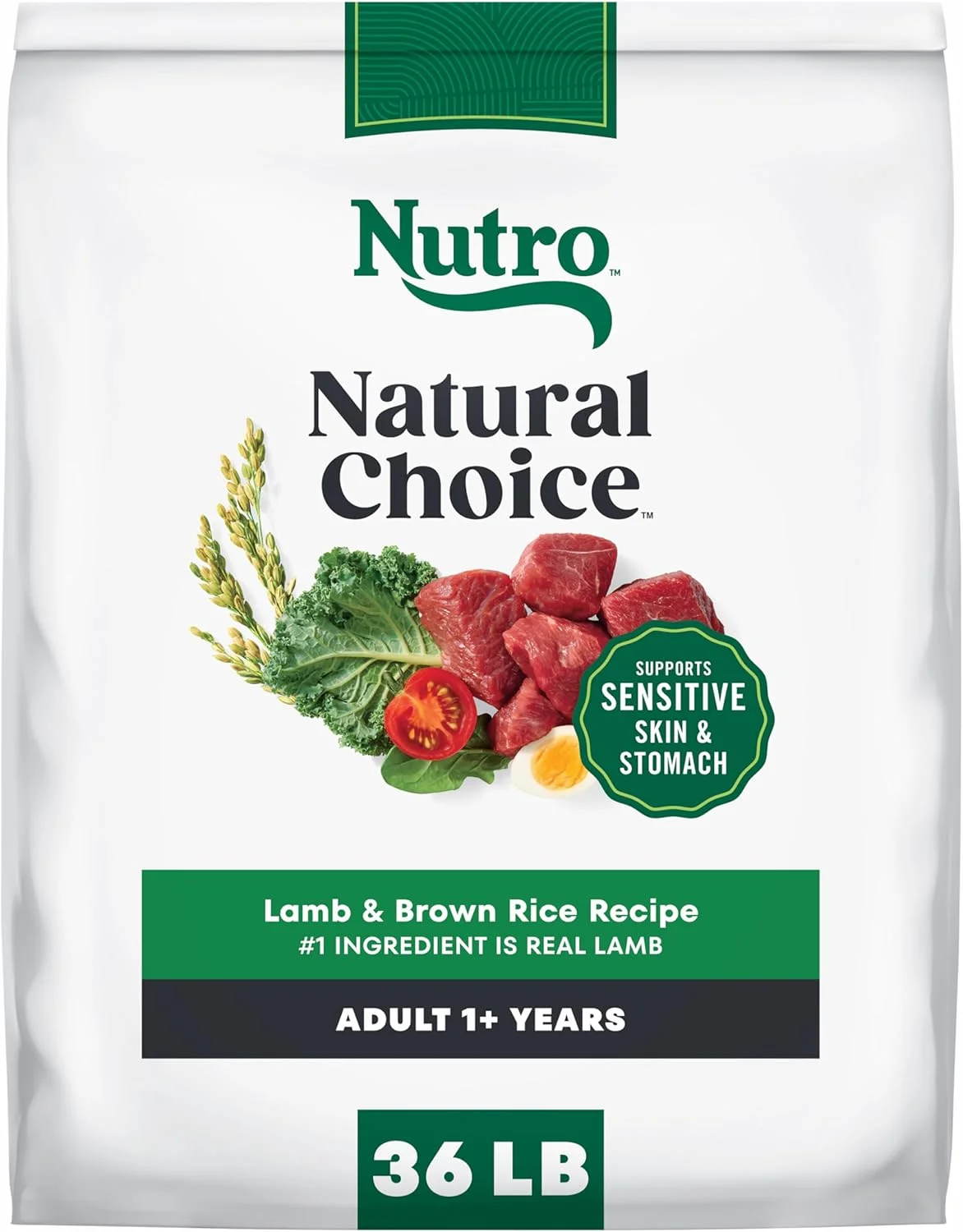 غذای خشک سگ بالغ نوتریو نچرال چویس، طعم بره و برنج قهوه ای، کیسه 36 پوندی