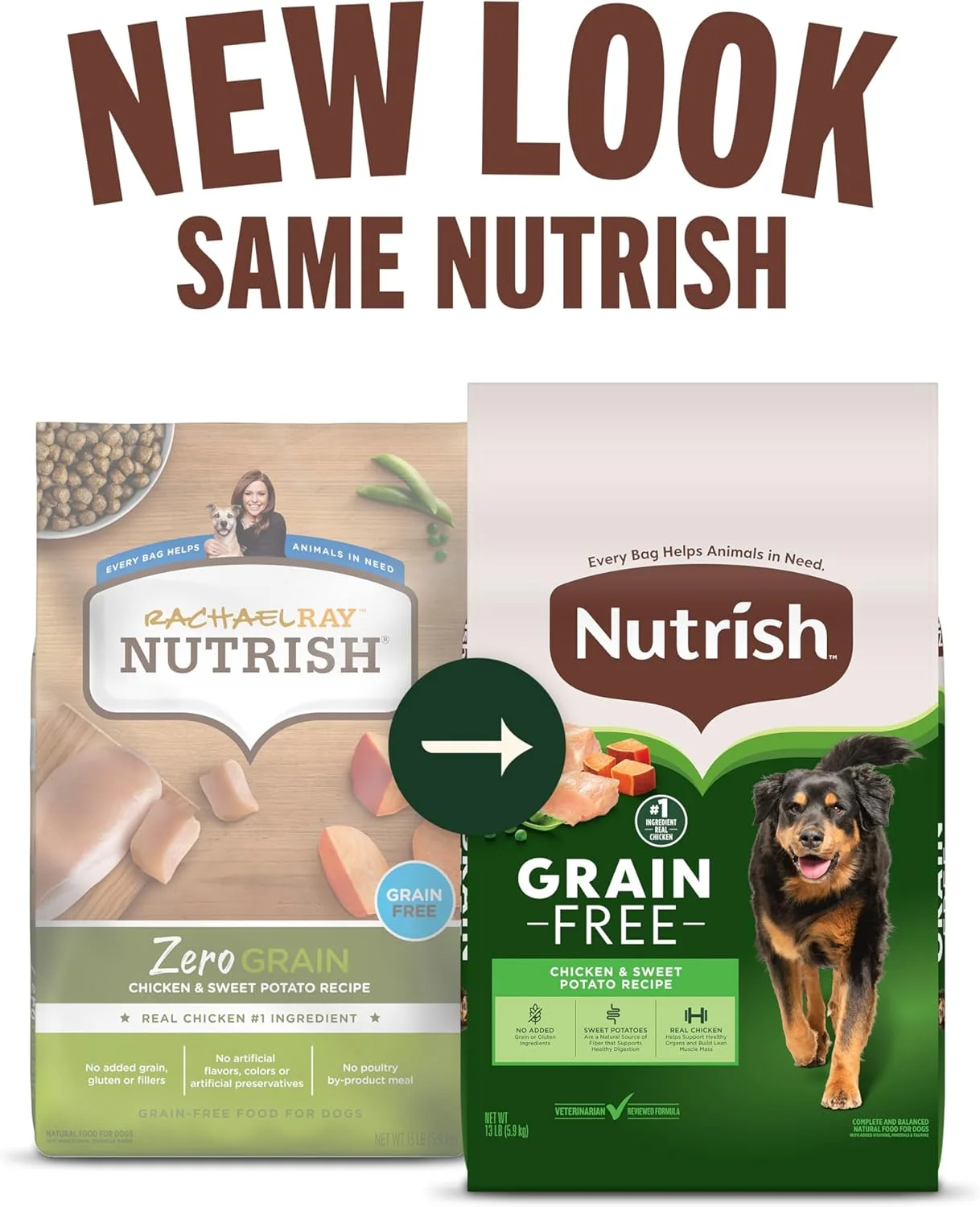 غذای خشک سگ بدون غلات با طعم مرغ و سیب زمینی شیرین نوتریش، کیسه 26 پوندی (ریچل ری)