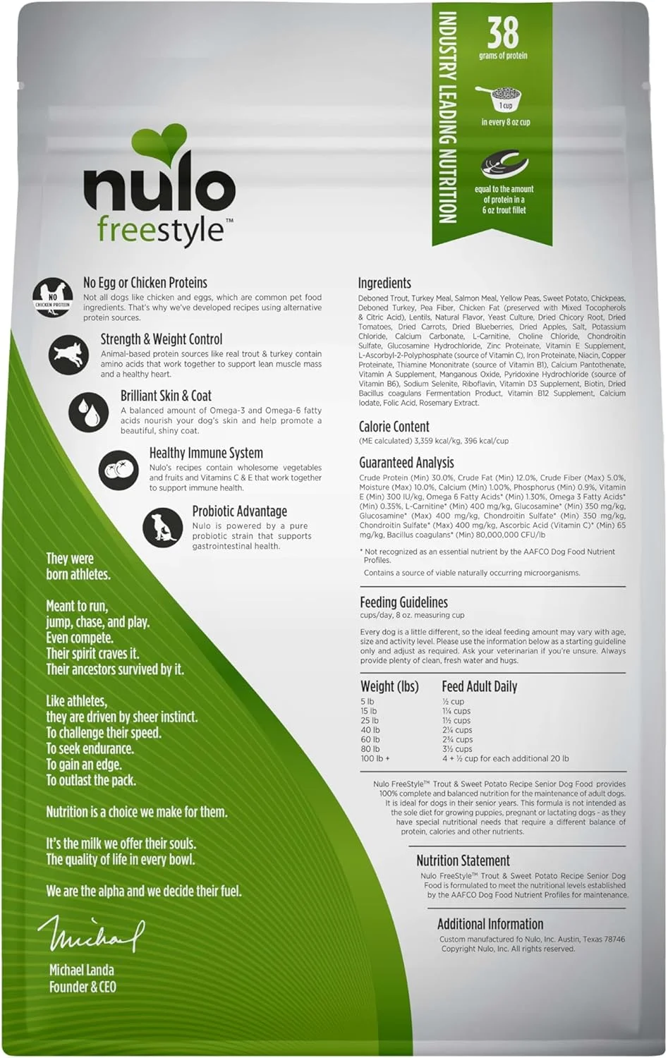 غذای خشک سگ نژاد بزرگسال نولو فری استایل، غذای خشک بدون غلات ممتاز با پروبیوتیک BC30 برای کمک به هضم سالم و کندرویتین سولفات برای حمایت از مفاصل، 2.7 کیلوگرم